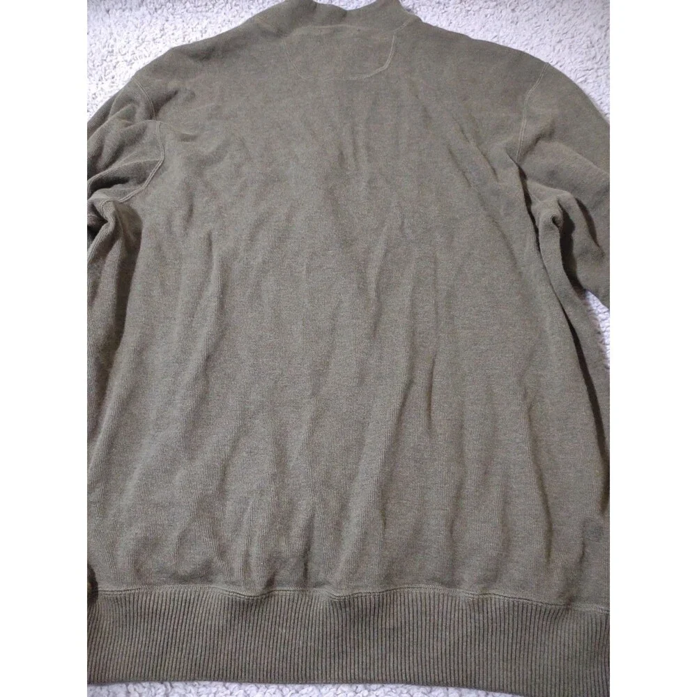 Cremieux Men’s Green Knit Sweater Xl Quarter Zip Long Sleeve Brown Elbow Patches